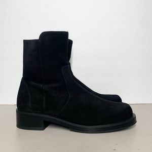 Stuart Weitzman 5050 Bold Booties 7 Black Suede Side Zip Short Boots Round Toe